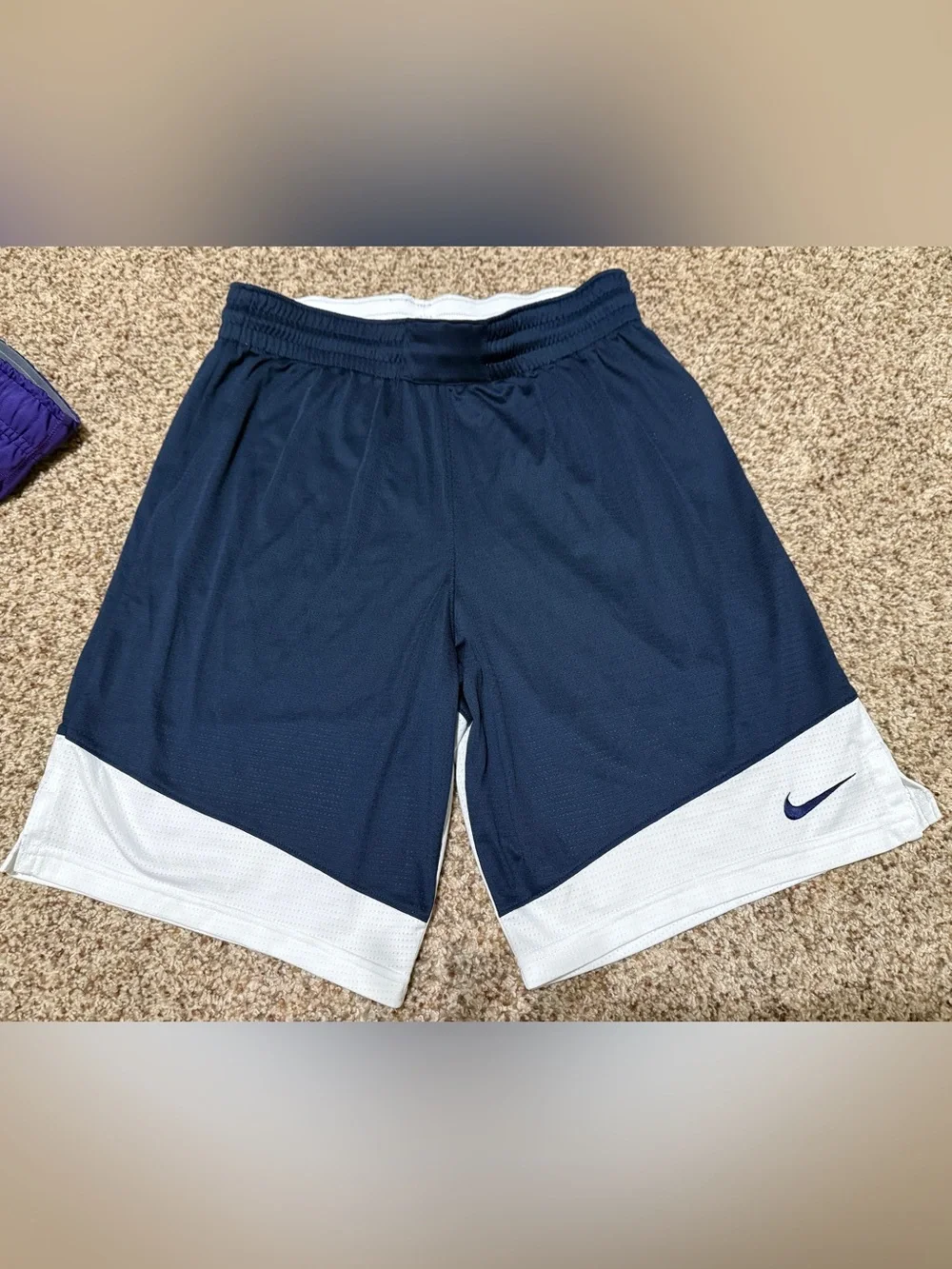 Nike Purple Navy Basketball Athletic Shorts Bundle of 2 - Mens Small